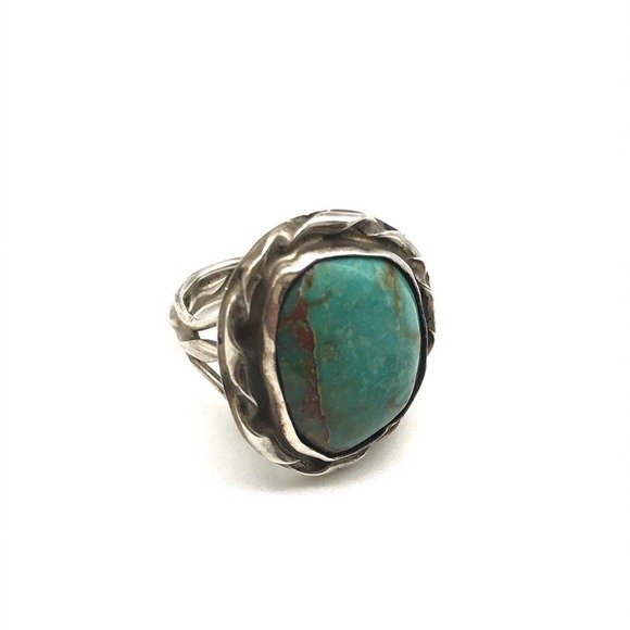 Vintage 925 Sterling Silver Kingman Turquoise Band Ring Size 6.5 - Picture 3 of 10